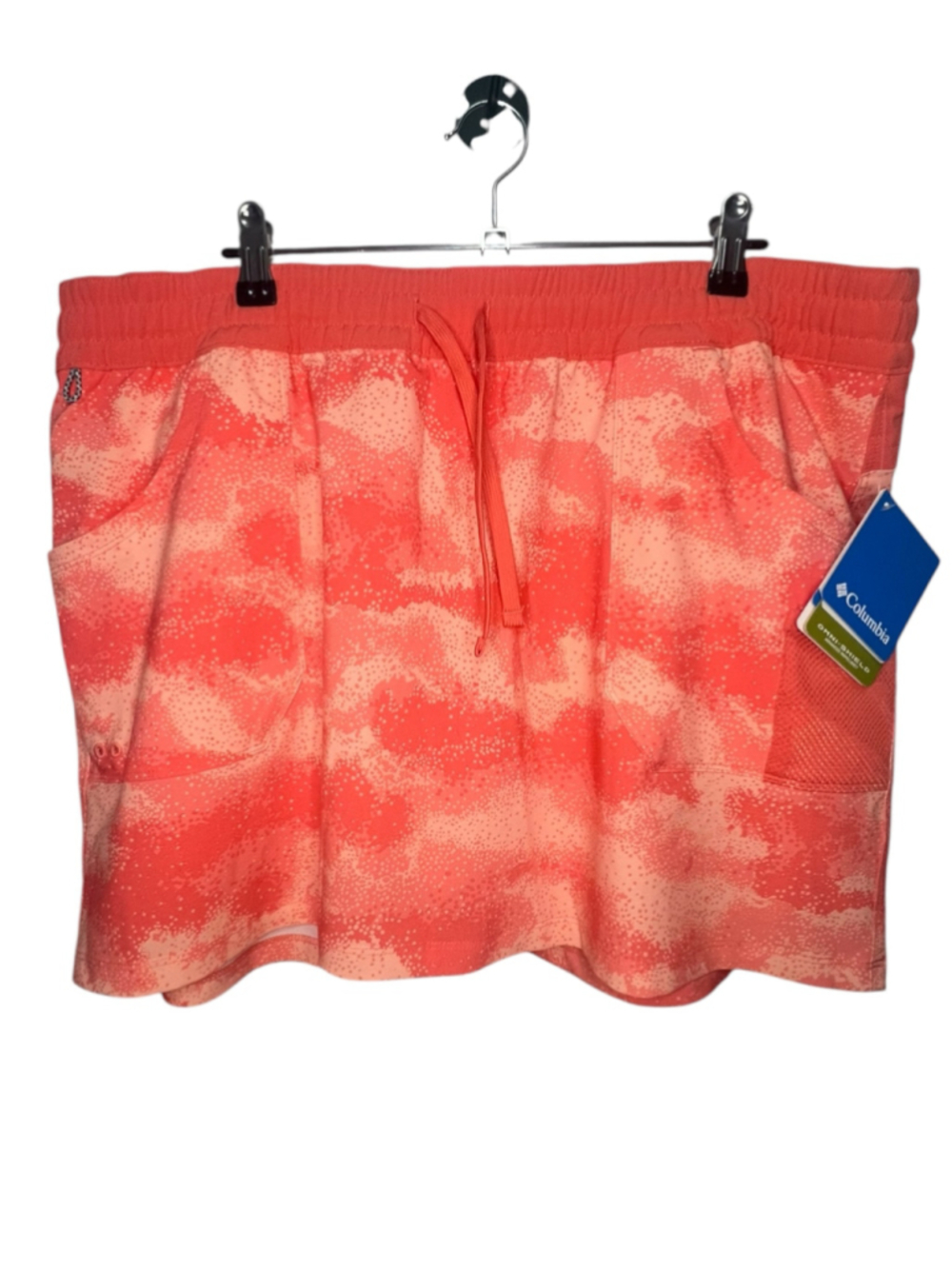 NWT Columbia PFG Bright Coral Printed Drawstring Fishing Skort With Pockets